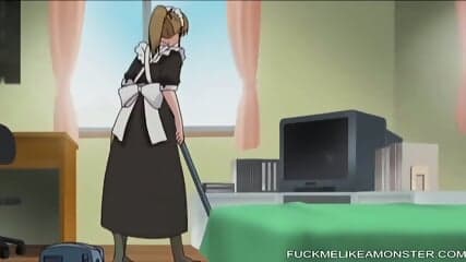 Japanese anime maid caught masturbating